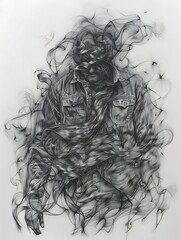 Conceptual Artwork Showing a Human Figure Dissolving into Liquid