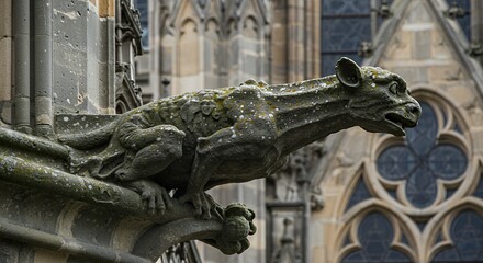 Gothic Gargoyle on Cathedral Exterior: A Masterpiece of Medieval Stone Carving