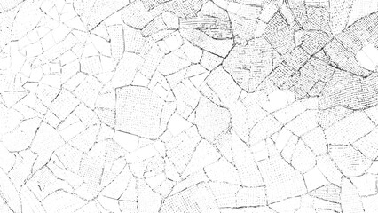 Crackle paint overlay. Vector black and white grunge pattern made from natural oil paint crackle. Cracked and weathered dry surface texture. Seamless pattern with dried out and aged crack effect.