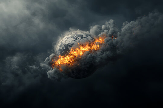 Burning Planet with Apocalyptic Storm.