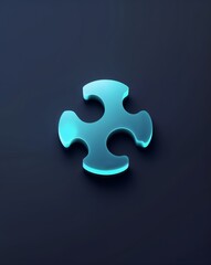 Obraz premium Puzzle piece shape glowing in the dark on plain dark background