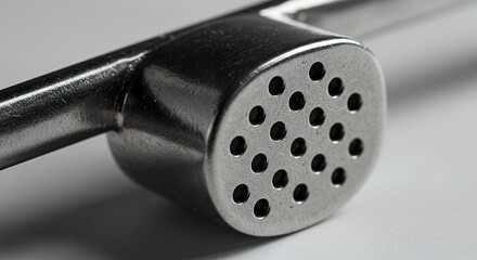 Close-up of a Stainless Steel Garlic Press