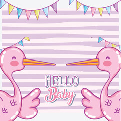 Hello baby shower card Free Vector