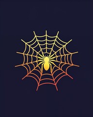 Spider web pin glowing in the dark on plain dark background