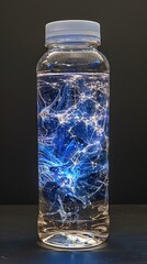 Shimmering Particles of Clear Liquid in a Conceptual Drink of Bottled Starlight