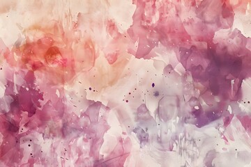 Abstract Pink and Purple Watercolor Paint Splashes and Blobs Create a Dreamy, Ethereal, and Serene Artistic Background, Perfect for Design Projects Needing a Gentle and Calming Atmosphere.