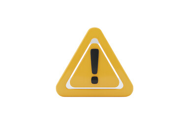 3d render of yellow warning triangle exclamation mark isolated on transparent background