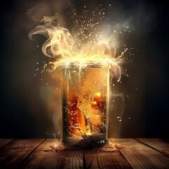A Conceptual Drink, a Liquid Sunshine, a Warm, Golden, Glowing Beverage