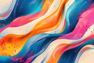 Vibrant Hues Dance: Abstract Swirls of Orange, Pink, Blue, and White Create a Dynamic, Energetic, and Captivating Visual Masterpiece with Exquisite Color Splashes.  A Symphony of Color and Form.