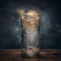 A Liquid Courage, a Conceptual Drink, Glowing Slightly, Perhaps Golden