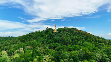 Buriram's Pride. Phra Suphattharabophit and the Stunning Landscape of Khao Kradong, buddha statue in thailand.
