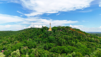 Buriram's Pride. Phra Suphattharabophit and the Stunning Landscape of Khao Kradong, buddha statue in thailand.