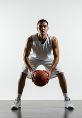 Naklejka premium Male Player Preparing for a Free Throw, Isolated