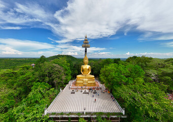 Buriram's Pride. Phra Suphattharabophit and the Stunning Landscape of Khao Kradong, buddha statue in thailand.