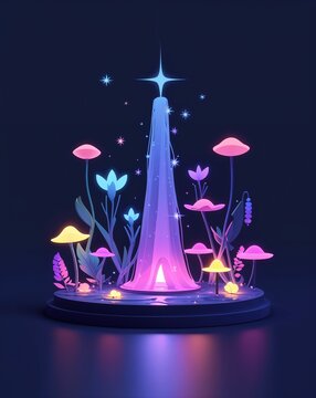 Fairy realm glowing in the dark on plain dark background