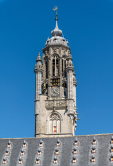Bell tower of the town hall of Middelburg (Middelburg Stadthuis), Middelburg, Zeeland, Netherlands.