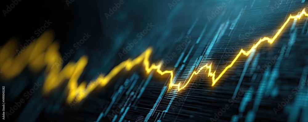 Aufkleber gold bull breakout forecast with chart and economy concept. abstract representation of data analysis