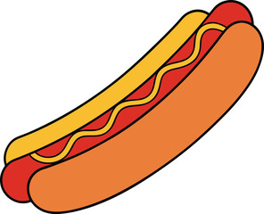Hot Dog on White Background Cartoon Vector Illustration