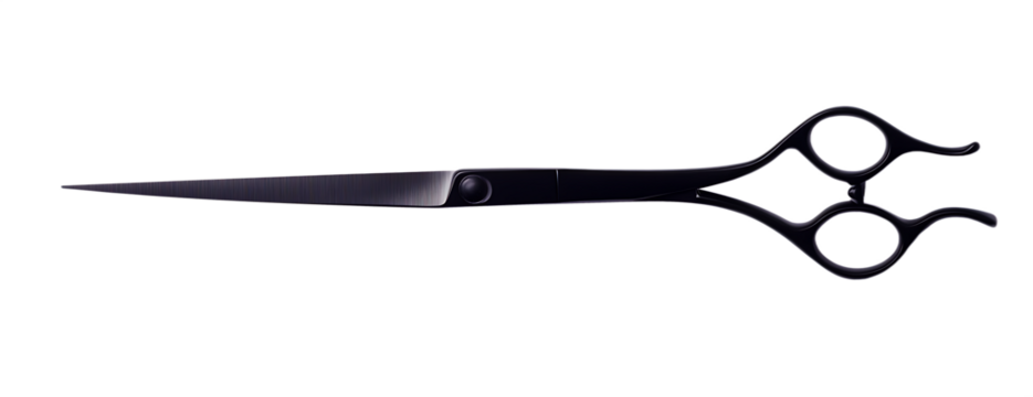 Elegant black hairdressing scissors isolated on a white background