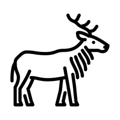 Elk outline icon. deer black line illustration.