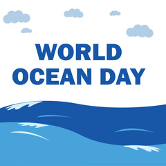 World Ocean Day with blue text  free vector
