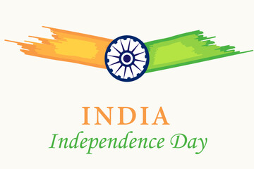 India Independence Day vector illustration with Tricolor Brush Strokes and Ashoka Chakra. Web, Print, Social Media, Banners, Posters, Educational.