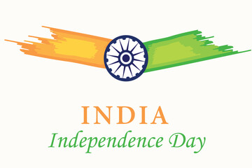 India Independence Day vector illustration with Tricolor Brush Strokes and Ashoka Chakra. Web, Print, Social Media, Banners, Posters, Educational.