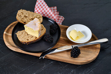 Delicious soft cheese on the plate