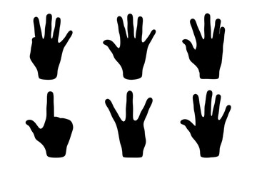 set of hand gestures black silhouette vector illustration