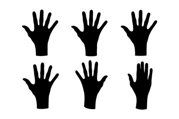 set of hand gestures black silhouette vector illustration