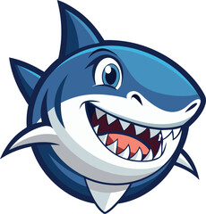 Obraz premium Happy Shark Cartoon Mascot Logo Design