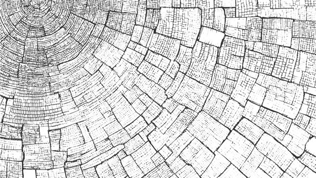 Wood Tree Rings Vector, Tree log, wood growth rings grunge texture vector illustration