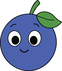 Cartoon Blueberry Drawing Cartoon Vector Illustration
