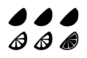 set of lemon slices black silhouette vector illustration