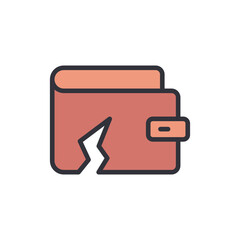 Broken Wallet Symbolizing Financial Crisis And Economic Downturn Concept