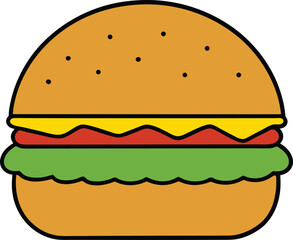 Burger on White Background Cartoon Vector Illustration