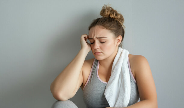 Exhausted Young Woman After an Intense Workout at the Gym.Generated image