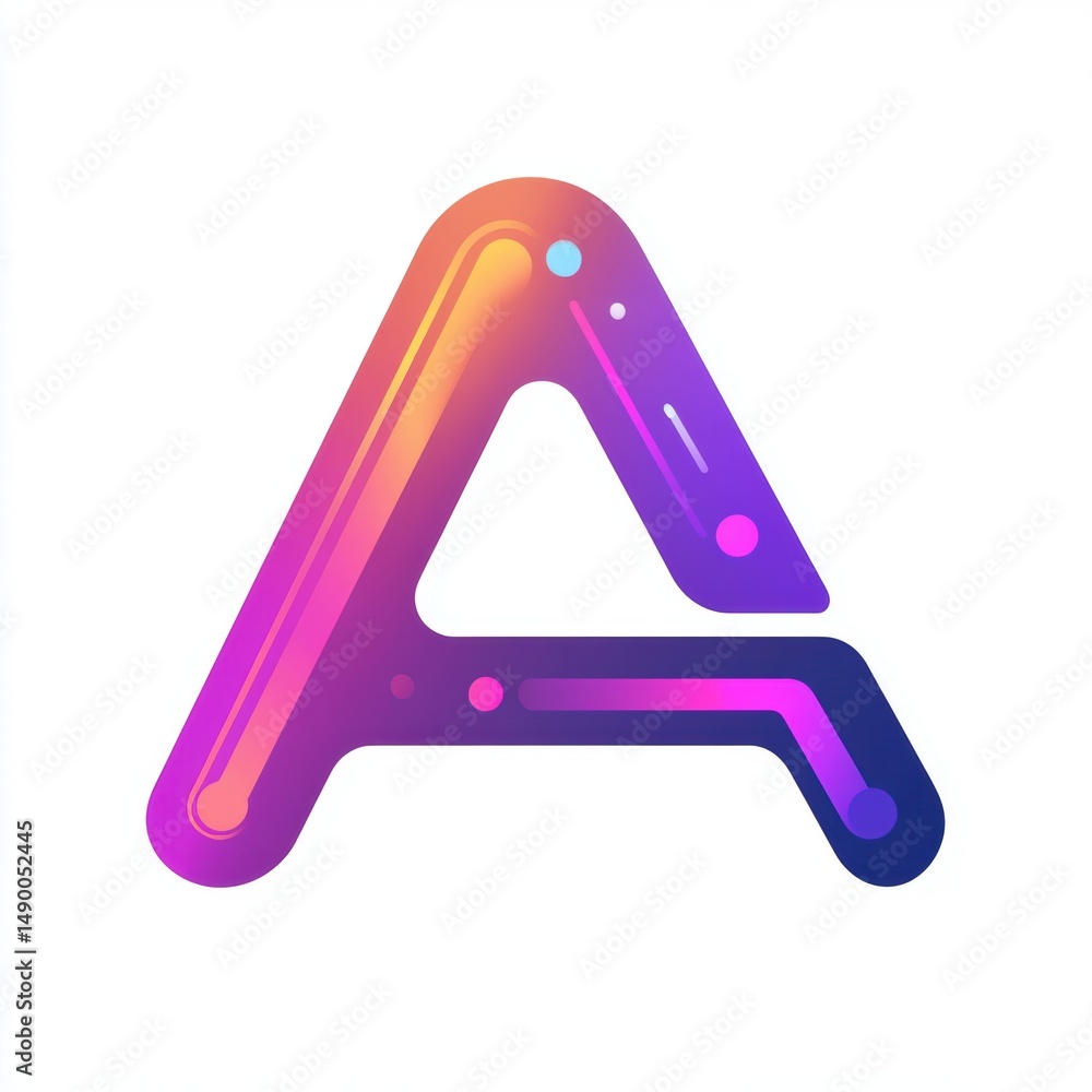 Poster abstract letter a with gradient colors and rounded edges on white background