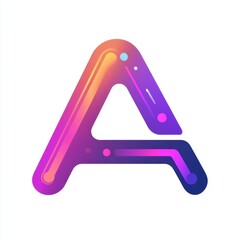 Abstract Letter A with Gradient Colors and Rounded Edges on White Background