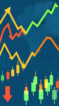 Stock market infographic lines moving up and down represent the dynamic nature of modern investing. This animated visual of stock market infographic lines moving up and down shows real-time market beh