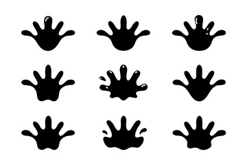 set of water splash black silhouette vector illustration