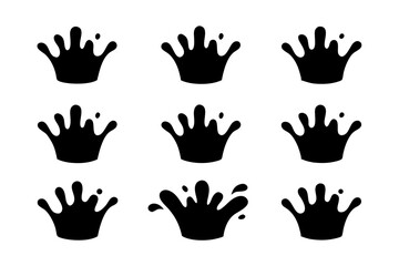 set of water splash black silhouette vector illustration