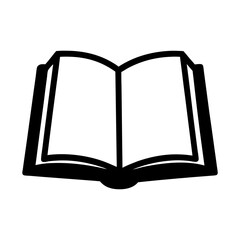 Open book with blank pages black silhouette vector illustration