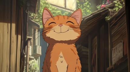 Happy orange cat illustration