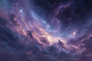 Obraz premium A vibrant cosmic starry sky with rich purple and blue tones, adding a sense of wonder and exploration