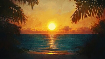 Sunrise over tropical beach