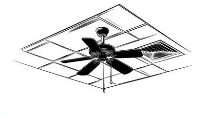 Ceiling fan, air vent, office, grid ceiling, interior design, workspace