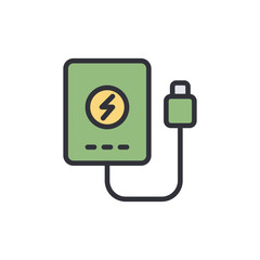 Portable Charger With Lightning Bolt Symbol For Mobile Devices