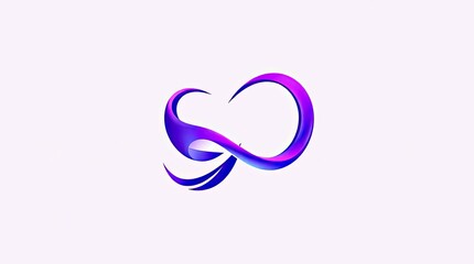 Fototapeta premium Abstract purple and blue ribbon design on a white background with curved and flowing lines
