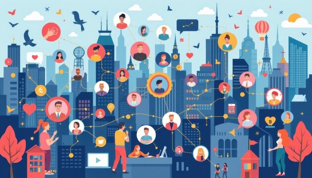 Connecting People in a Digital Cityscape with Social Media Icons